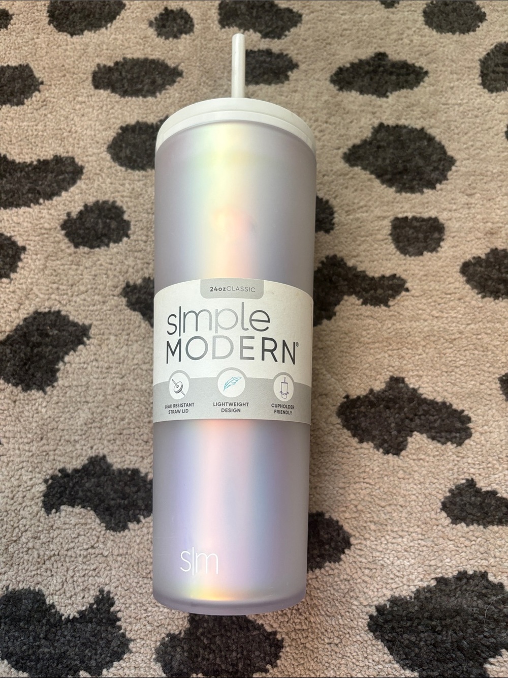 Simple Modern Iridescent White 24oz Straw Tumbler